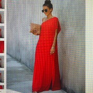 Strike a pose one shoulder red maxi vici